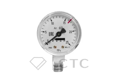 Манометр КЕДР ТМ2 Аргон, (0-25 МПа, кл.2,5, М12Х1,5) Ar-У