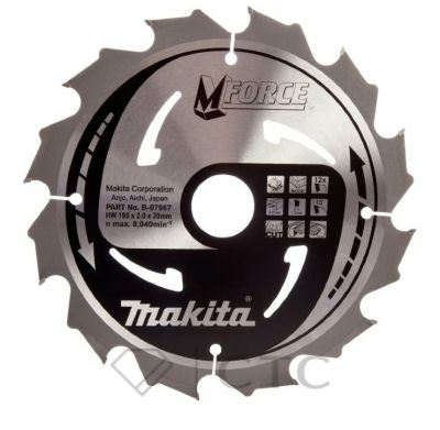 Диск пильный Makita M-Force, 190х30х2мм, 12 зуб,для дерева B-07967