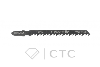 HOEGERT Полотно для электролобзика по дереву 100 мм, 6TPI, быстрый рез, 5 шт. T144D