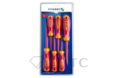 HOEGERT Набор изолированных отверток 1000 V, сталь S2, 6 шт.