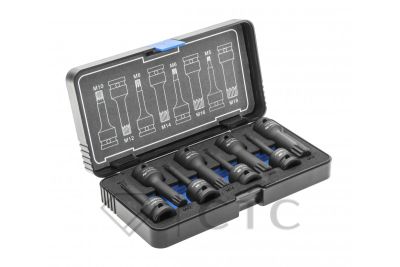 HOEGERT Торцевые головки, ударные Spline, 8 шт.: M5, M6, M8, M10, M12, M14, M16, M18, 1/2″, CrMo