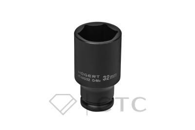 HOEGERT Головка торцевая ударная глубокая шестигранная 1/2″, 32 мм, DIN 3121, CrMo