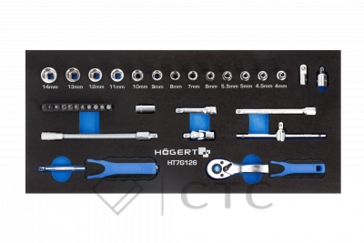 HOEGERT Набор инструментов с трещоткой 1/4″, 34 шт., ложемент EVA