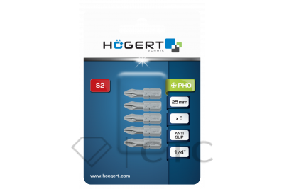 HOEGERT Биты PH2, 25 мм, сталь S2, 5 шт.