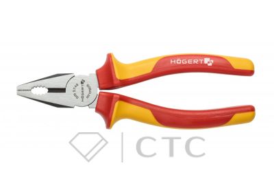 HOEGERT Пассатижи изолированные 180 мм, 1000 V, VDE