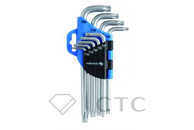 HOEGERT Набор Г-образных ключей TORX, Т10-Т50, CrV, 9 шт.