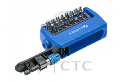 HOEGERT Набор бит с битодержателем 1/4″, SL, PH, PZ, Torx, 17 шт.