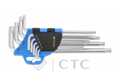 HOEGERT Набор Г-образных длинных ключей TORX CrV, 9 шт.