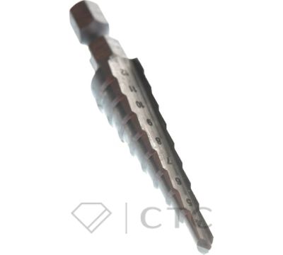 Сверло ступенчатое HSS с прямым желобком, 4-12x65, 1/4
