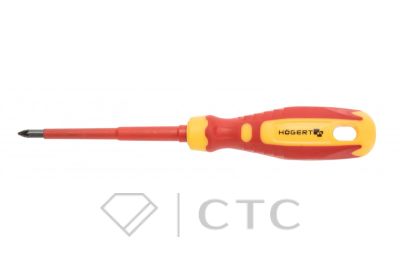 HOEGERT Отвертка изолированная крестовая PZ1, 100 мм, 1000 V, сталь CrMo