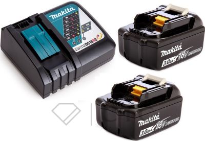 Набор 2 аккумулятора Makita BL 1830B 3 Ач и Зарядное устройство DC 18 RC (19RC30-2)5.000