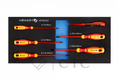 HOEGERT Набор диэлектрических отверток 1000V и индикатор напряжения 6 шт., ложемент EVA