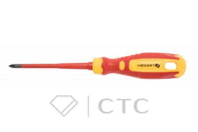 HOEGERT Отвертка изолированная крестовая PH1, 100 мм, 1000 V, сталь CrMo