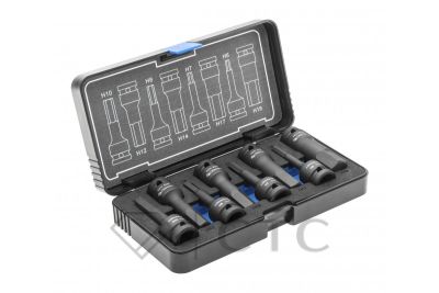 HOEGERT Торцевые головки, ударные Hex, 8 шт.: H6, H7, H8, H10, H12, H14, H17, H19, 1/2″, CrMo