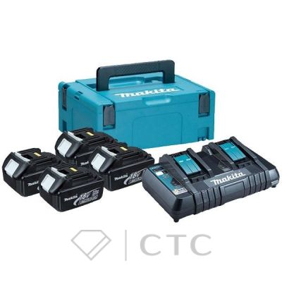 Набор 4 аккумулятора Makita BL 1850B 5 Ач и Зарядное устройство DC 18 RD в MakPac