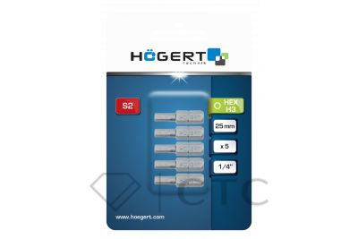 HOEGERT Биты HEX 4, 25 мм, 5 шт.