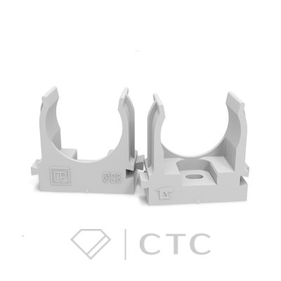 Крепеж-клипса для труб для монтажного пистолета серая д25 (100шт/700шт уп/кор) Промрукав