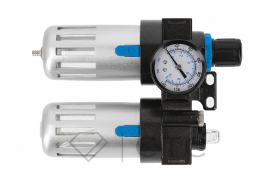 HOEGERT Фильтр-регулятор с манометром и лубрикатор пневматический 1/4″, 90см³/60см³, 9 бар/135 PSI