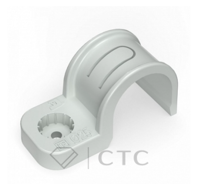Крепеж-скоба пластиковая односторонняя для прямого монтажа серая в п/э д25 (50шт/450шт уп/кор) Промрукав
