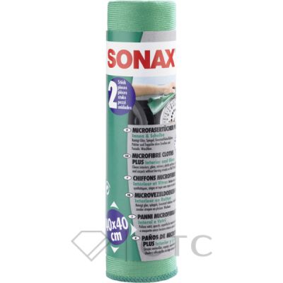 Салфетки из микрофибры для салона и стекла PLUS (2шт) Sonax