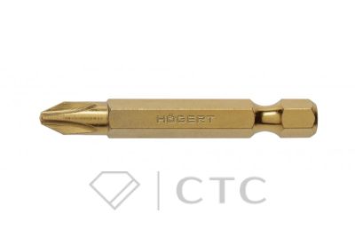 HOEGERT Биты PH2 50 мм, сталь S2, нитрид титана, 2 шт.