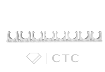 Гребенка из клипс для сантехнических труб для монтажных пистолетов (16 мм, белый, 10 мест, 10 шт/уп)