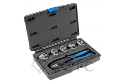 HOEGERT Пресс-клещи для обжима проводов со сменными матрицами, 6 шт.