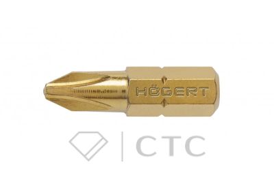 HOEGERT Биты PH2 25 мм, сталь S2, нитрид титана, 5 шт.